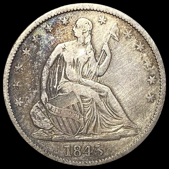1845-O Silver Half Dollar (Seated Liberty) LIGHTLY CIRCULATED