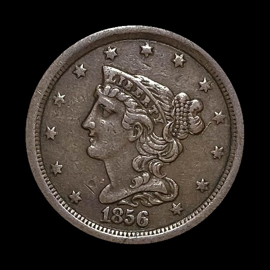 1856 Braided Hair Half Cent CLOSELY UNCIRCULATED