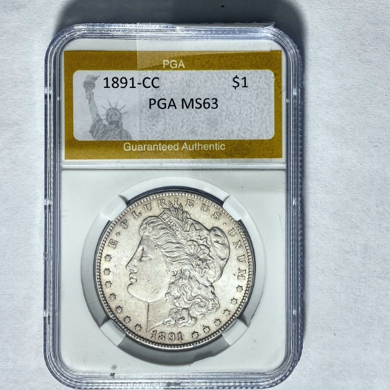 1891-CC Morgan Silver Dollar PGA MS63