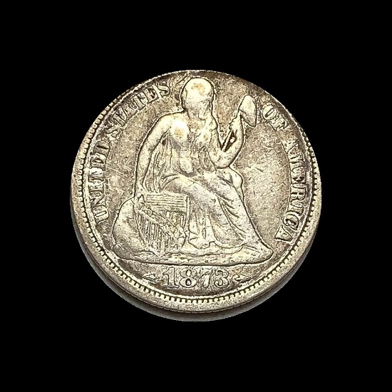 1873 Seated Liberty Dime NEARLY UNCIRCULATED