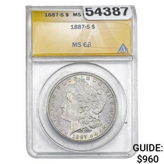 1887-S Morgan Silver Dollar ANACS MS63