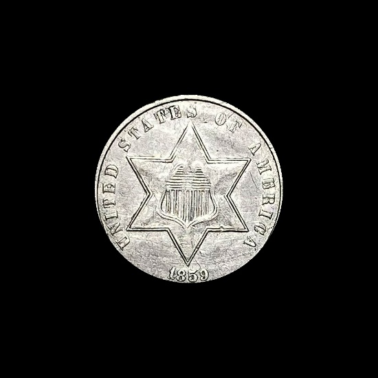 1859 Silver Three-Cent Piece CLOSELY UNCIRCULATED