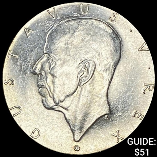 1938 Sweden Silver 2 Kroner UNCIRCULATED