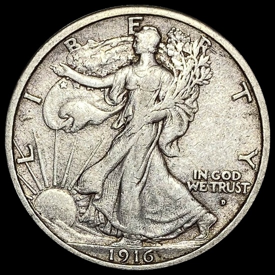1916 Silver Walking Liberty Half Dollar LIGHTLY CIRCULATED