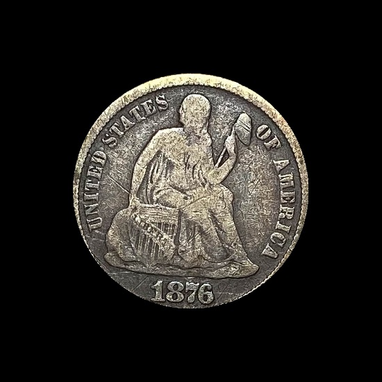 1876-CC Silver Seated Liberty Dime NICELY CIRCULATED