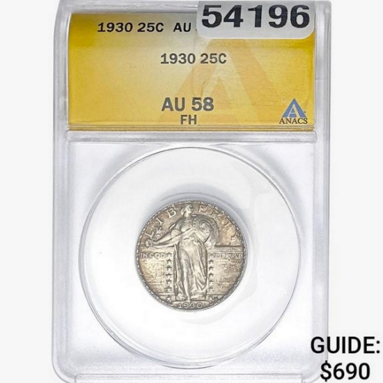 1930 Standing Liberty Quarter ANACS AU58 FH