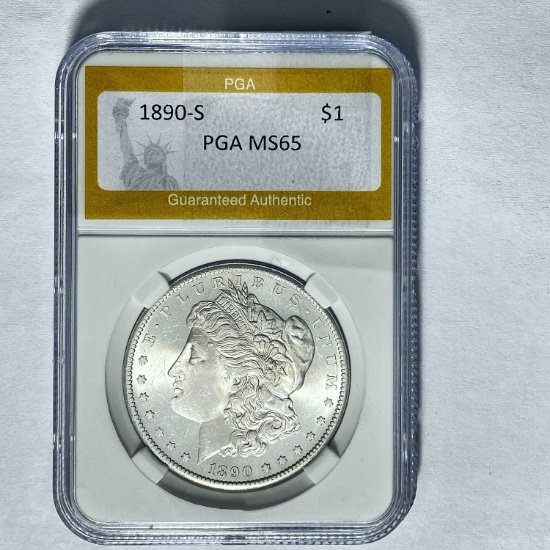 1890-S Morgan Silver Dollar PGA MS65