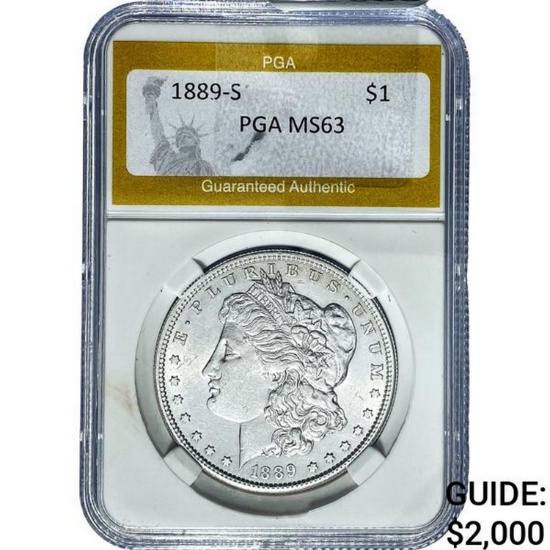 1889-S Morgan Silver Dollar PGA MS63