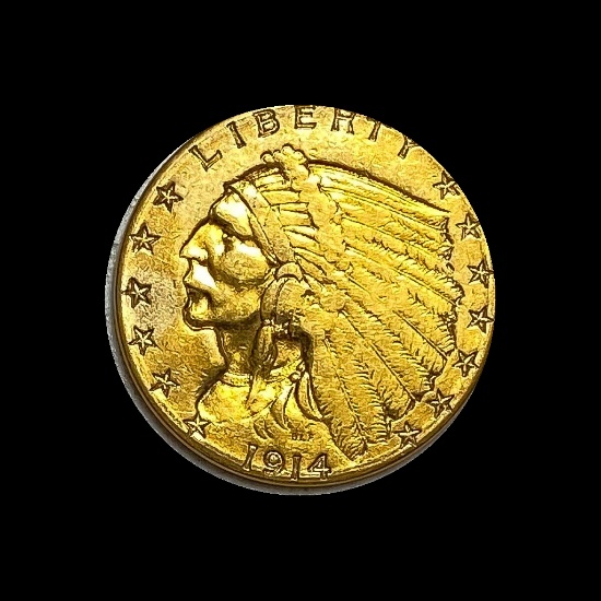1914 Indian Head $2.50 Gold Quarter Eagle CLOSELY UNCIRCULATED