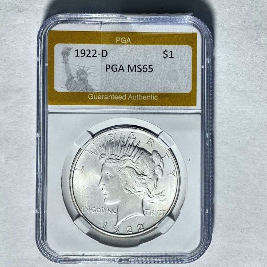 1922-D Silver Peace Dollar PGA MS65