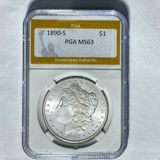 1890-S Morgan Silver Dollar PGA MS63