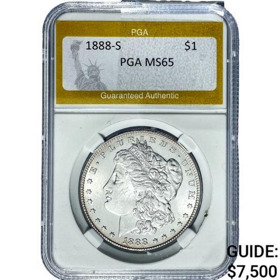 1888-S Morgan Silver Dollar PGA MS65