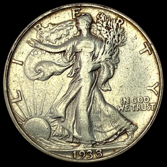 1938-D Silver Half Dollar Walking Liberty LIGHTLY CIRCULATED