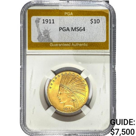 1911 $10 Indian Head Eagle PGA MS64