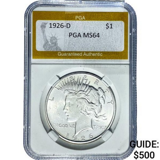 1926-D Silver Peace Dollar PGA MS64