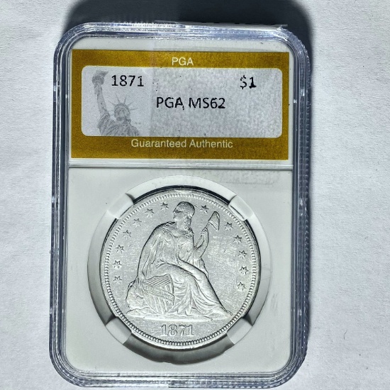 1871 Seated Liberty Dollar PGA MS62