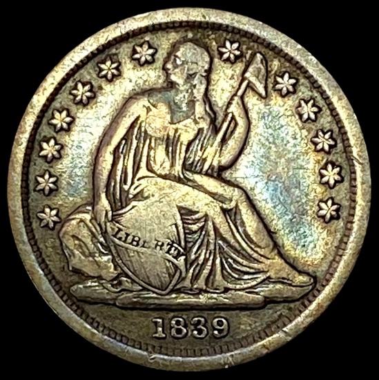 1839 Seated Liberty Dime LIGHTLY CIRCULATED