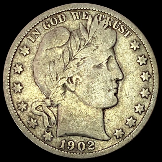 1902-S Silver Barber Half Dollar LIGHTLY CIRCULATED