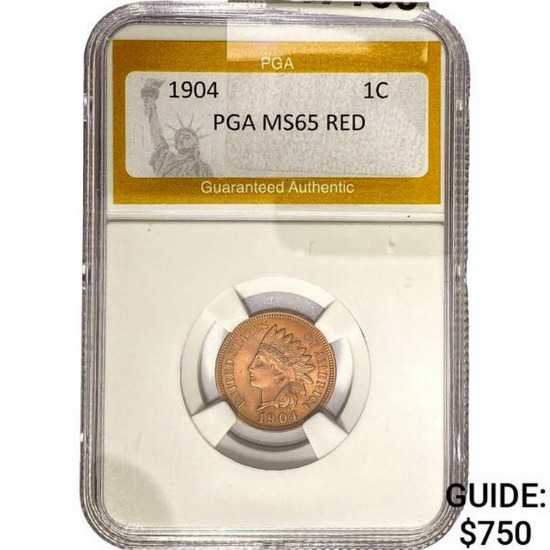 1904 Indian Head Cent PGA MS65 RED