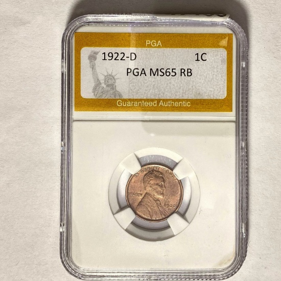 1922-D Lincoln Wheat Cent PGA MS65 RB
