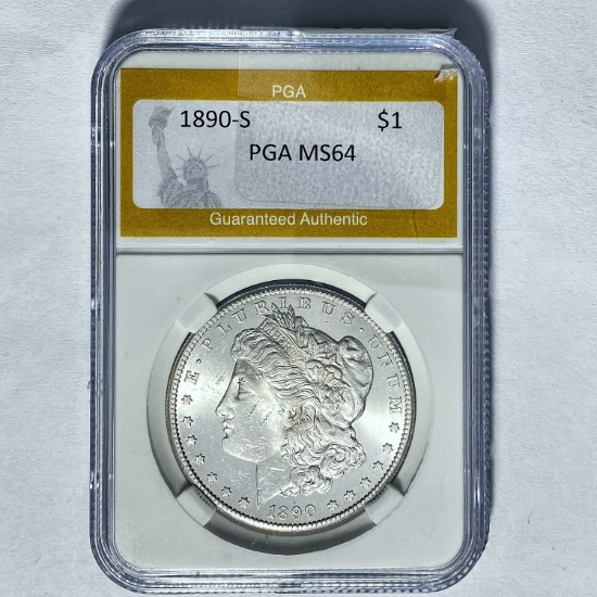 1890-S Morgan Silver Dollar PGA MS64