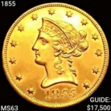 1855 $10 Gold Eagle CHOICE BU