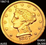 1867-S $2.50 Gold Quarter Eagle HIGH GRADE