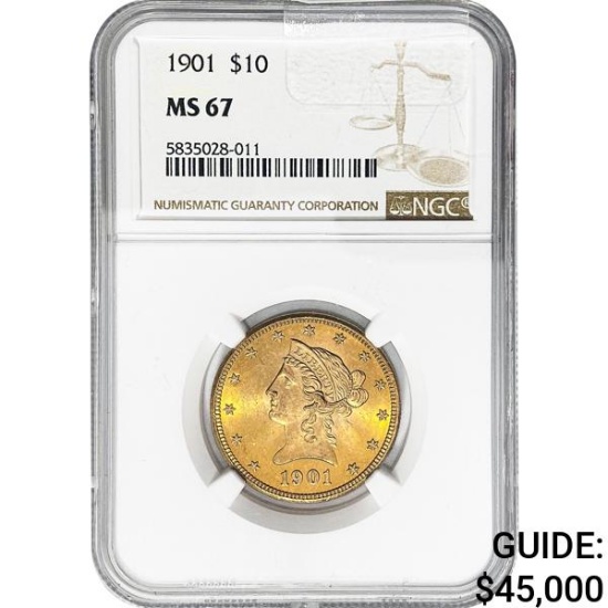 1901 $10 Gold Eagle NGC MS67