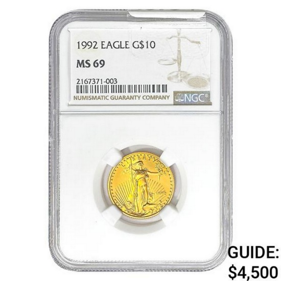 1992 1/4oz $10 Gold Eagle NGC MS69