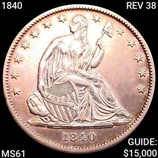 1840 REV 38 Seated Liberty Half Dollar UNCIRCULATED