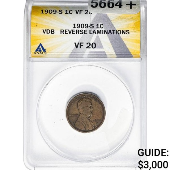1909-S Wheat Cent ANACS VF20