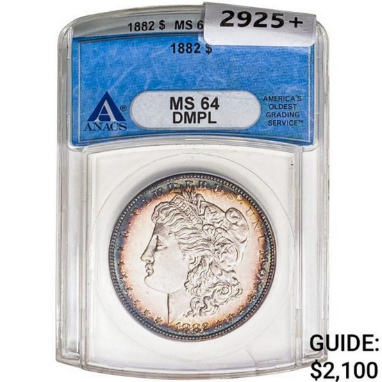 1882 Morgan Silver Dollar ANACS MS64 DMPL