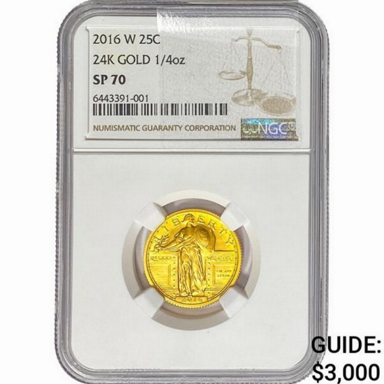 2016 1/4oz 24k Gold Standing Liberty 25C NGC SP70