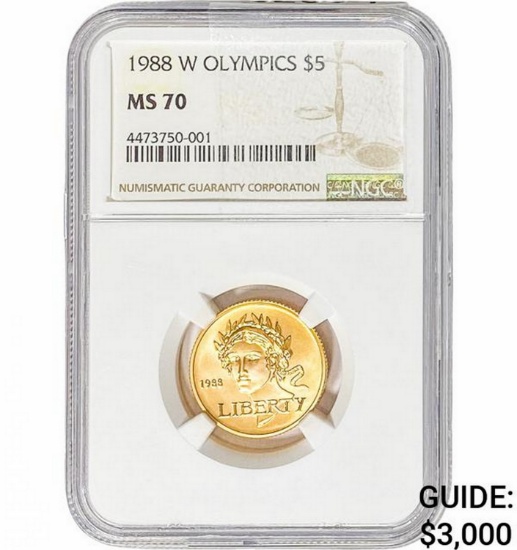 1988-W .242oz Gold $5 Olympics NGC MS70