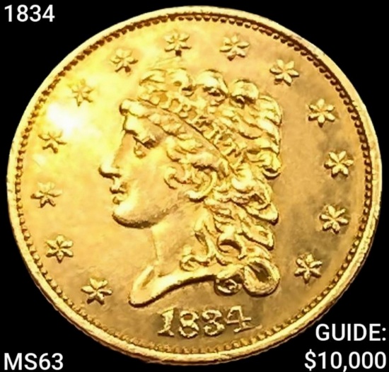 1834 $2.50 Gold Quarter Eagle CHOICE BU
