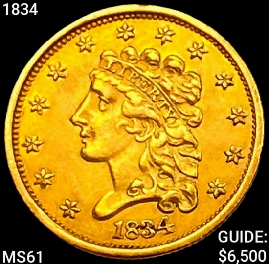 1834 $2.50 Gold Quarter Eagle UNCIRCULATED