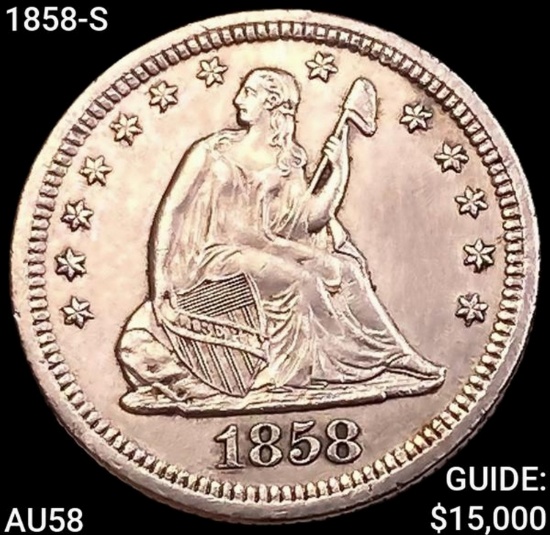 1858-S Seated Liberty Quarter CHOICE AU
