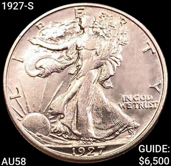 1927-S Walking Liberty Half Dollar CHOICE AU