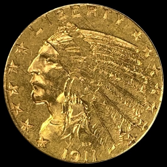 1911 Indian Head Gold Half Eagle $5 CLOSELY UNCIRCULATED