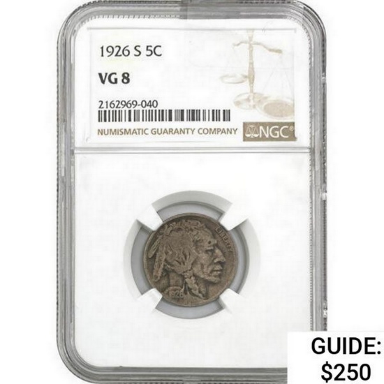 1926-S Buffalo Nickel NGC VG8