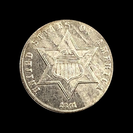 1861 Silver Three-Cent Piece UNCIRCULATED