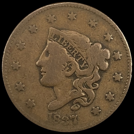 1837 Coronet Head Large Cent NICELY CIRCULATED
