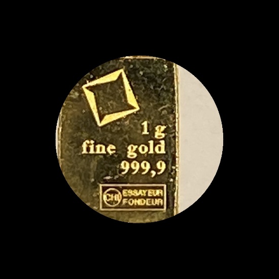 1g Gold Bar 999.9 Fine Gold Essayer Fondeur UNCIRCULATED
