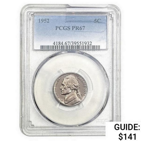 1952 Jefferson Nickel PCGS PR67