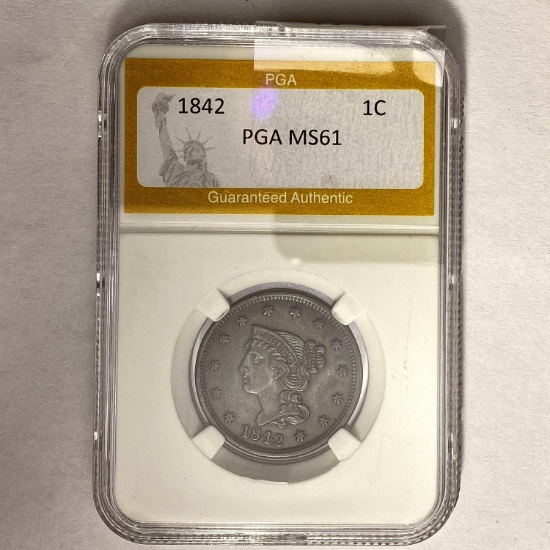 1842 1C Large Cent PGA MS61