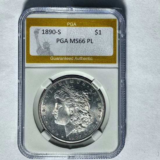 1890-S Morgan Dollar PGA MS66 PL