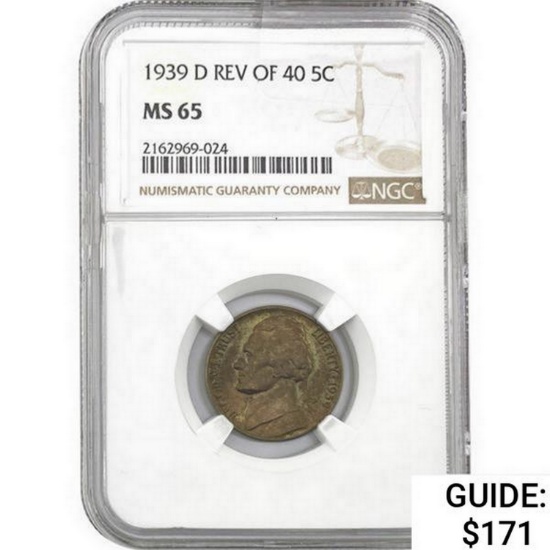 1939-D Rev of 40 5C NGC MS65