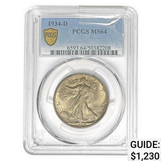 1934-D Walking Liberty Half Dollar PCGS MS64