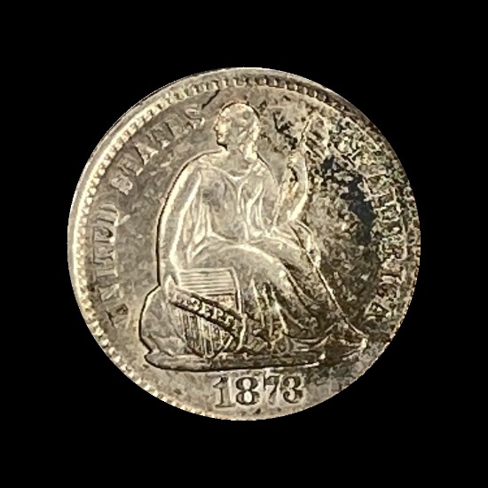 1873 Seated Liberty Half Dime CHOICE AU