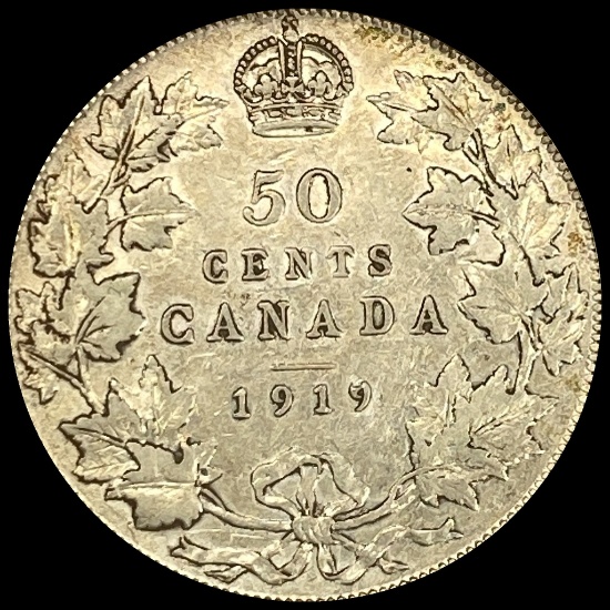 1919 Canada Silver 50 Cents LIGHTLY CIRCULATED